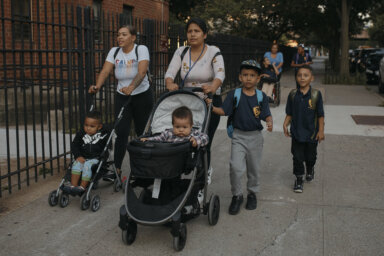 NYC migrant parents send children to first day of school