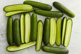 whole and sliced cucumbers