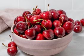 bowl of tart cherries