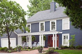 blue Colonial home exterior