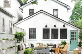 gray deck with seating area