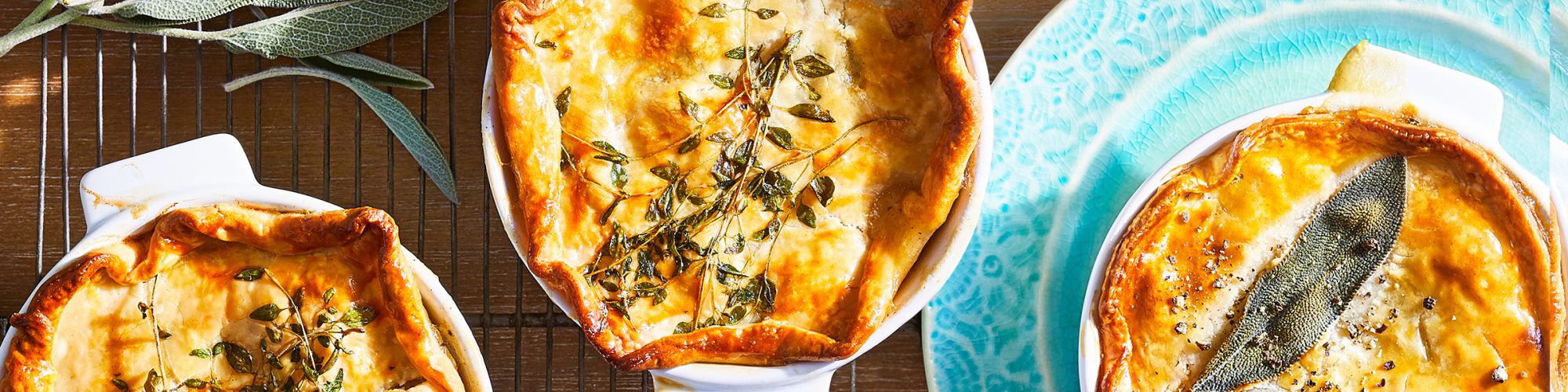 pot pies overhead on table