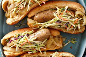 Chicken Bratwurst Onions Broccoli Slaw Salad